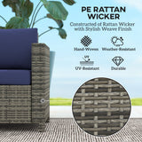 2-Seat Patio Loveseat Wicker Sofa with Cushions, Dark Blue