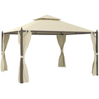 10' x 12' Steel Patio Gazebo with Privacy Curtains