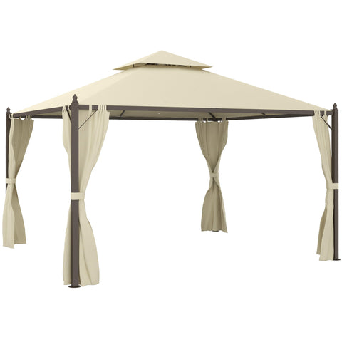 10' x 12' Steel Patio Gazebo with Privacy Curtains
