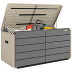 757 L Garden Storage Box with Wheels and Lockable Lid, Beige/Grey