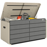 757 L Garden Storage Box with Wheels and Lockable Lid, Beige/Grey