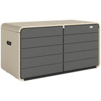 757 L Garden Storage Box with Wheels and Lockable Lid, Beige/Grey