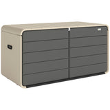 757 L Garden Storage Box with Wheels and Lockable Lid, Beige/Grey