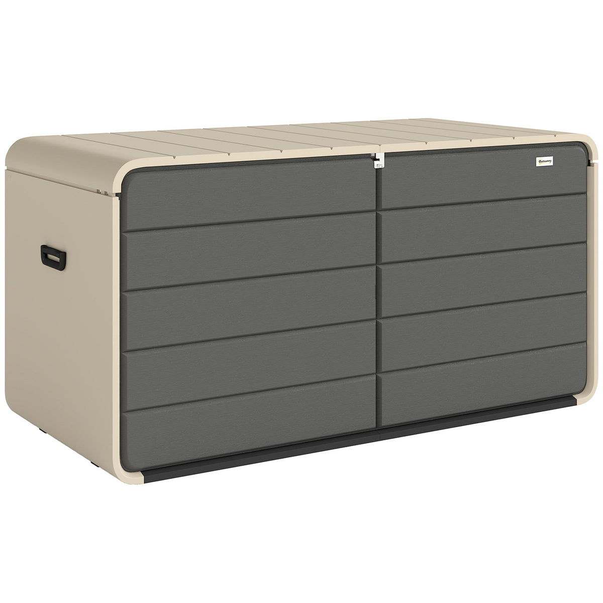 757 L Garden Storage Box with Wheels and Lockable Lid, Beige/Grey