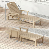 Set of 2 Resin Sun Loungers with Foldable Side Table, Khaki