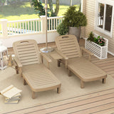 Set of 2 Resin Sun Loungers with Foldable Side Table, Khaki