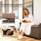 2-in-1 Patio Wicker Storage Bench, 29 Gallon with Cushion, Tan