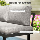 3pc Sectional Patio Set with 2 Loveseats and WPC Table, Light Grey