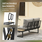 3pc Sectional Patio Set with 2 Loveseats and WPC Table, Light Grey