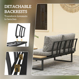 3pc Sectional Patio Set with 2 Loveseats and WPC Table, Light Grey