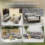 3pc Sectional Patio Set with 2 Loveseats and WPC Table, Light Grey