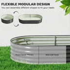 180 x 90 x 30 cm Galvanised Raised Garden Bed with Safety Edging, Dark Grey