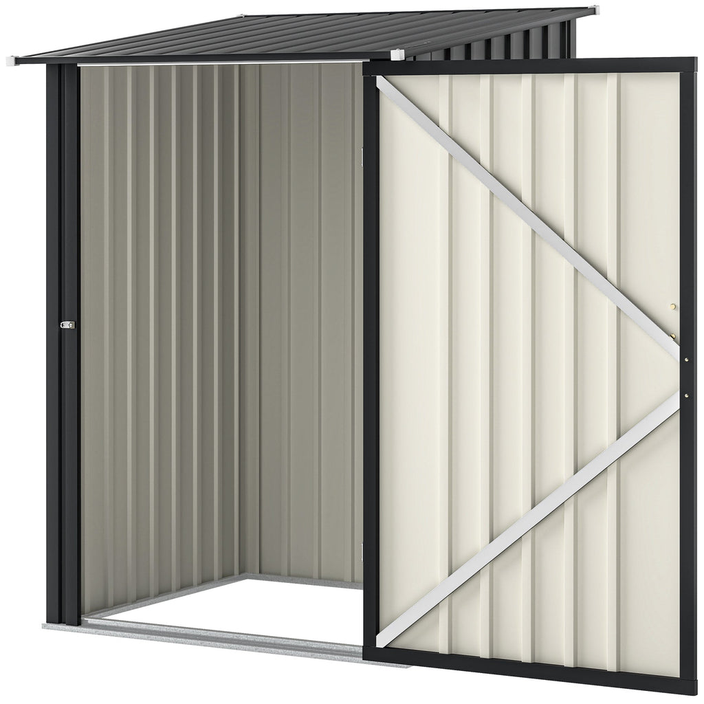 Lean-to Steel Garden Shed 3.3ft x 3.4ft with Lockable Door for Patio or Garden Storage, Dark Grey