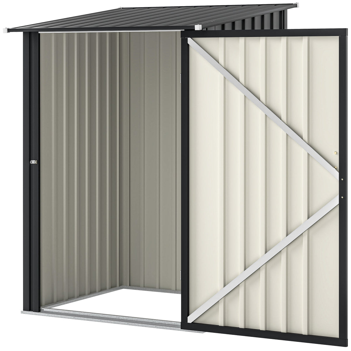Lean-to Steel Garden Shed 3.3ft x 3.4ft with Lockable Door for Patio or Garden Storage, Dark Grey