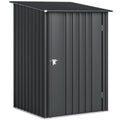 Lean-to Steel Garden Shed 3.3ft x 3.4ft with Lockable Door for Patio or Garden Storage, Dark Grey