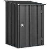 Lean-to Steel Garden Shed 3.3ft x 3.4ft with Lockable Door for Patio or Garden Storage, Dark Grey