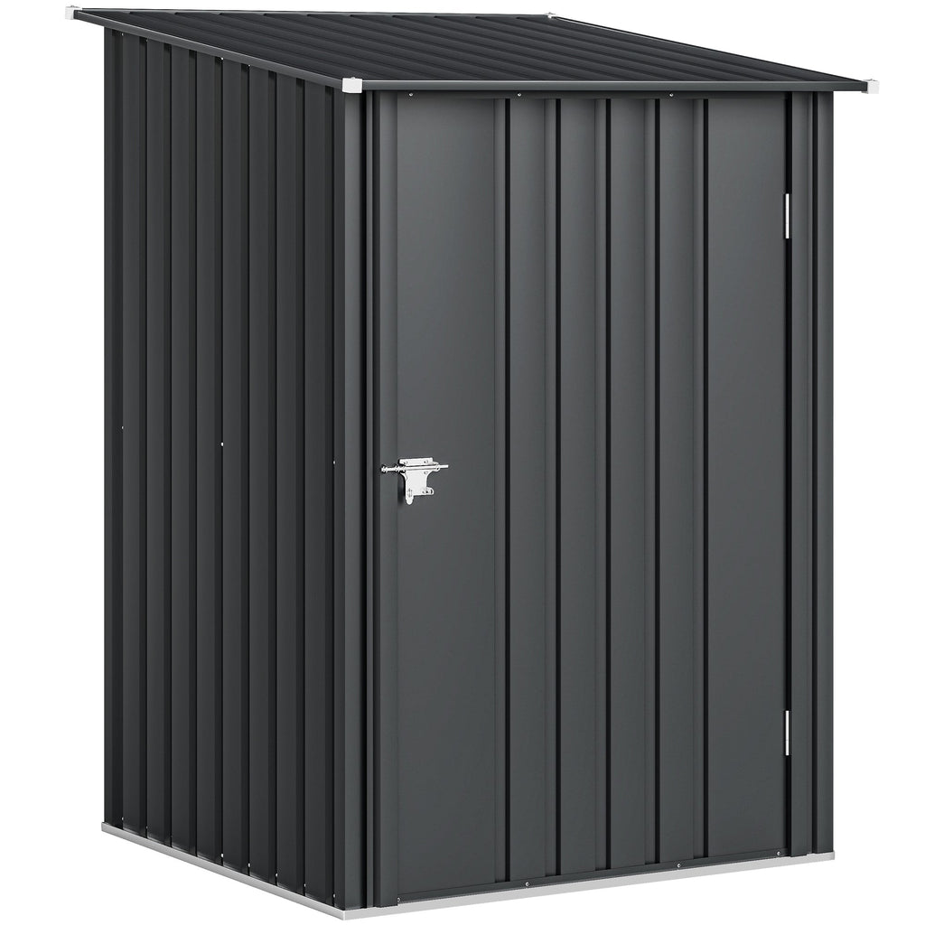 Lean-to Steel Garden Shed 3.3ft x 3.4ft with Lockable Door for Patio or Garden Storage, Dark Grey