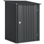 Lean-to Steel Garden Shed 3.3ft x 3.4ft with Lockable Door for Patio or Garden Storage, Dark Grey