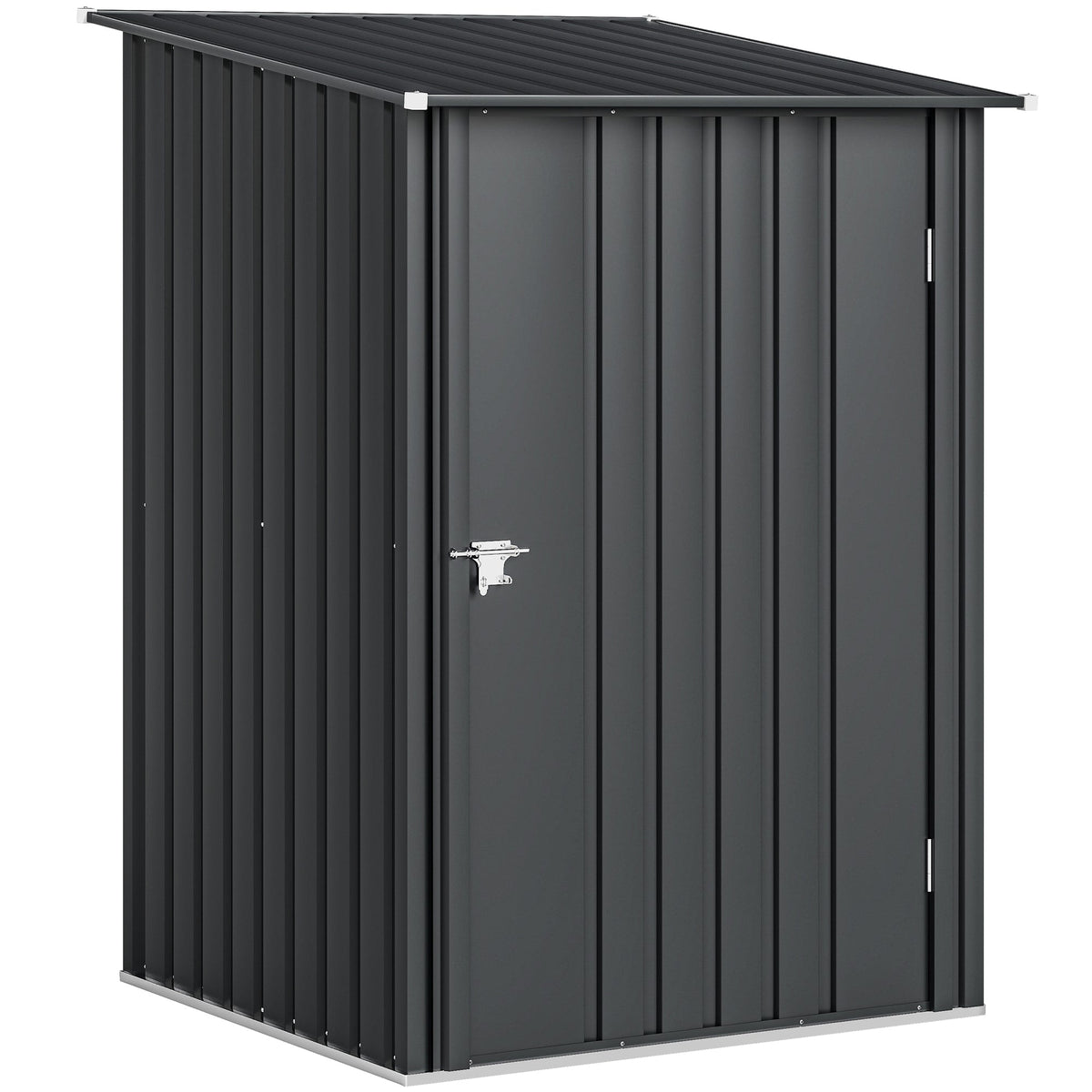 Lean-to Steel Garden Shed 3.3ft x 3.4ft with Lockable Door for Patio or Garden Storage, Dark Grey