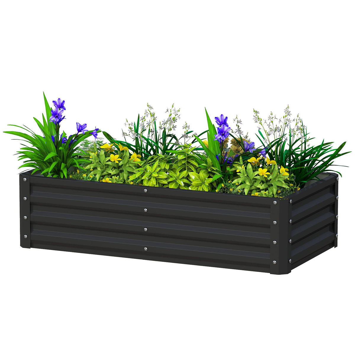 4' x 2' x 1' Galvanized Raised Garden Bed for Vegetables, Black