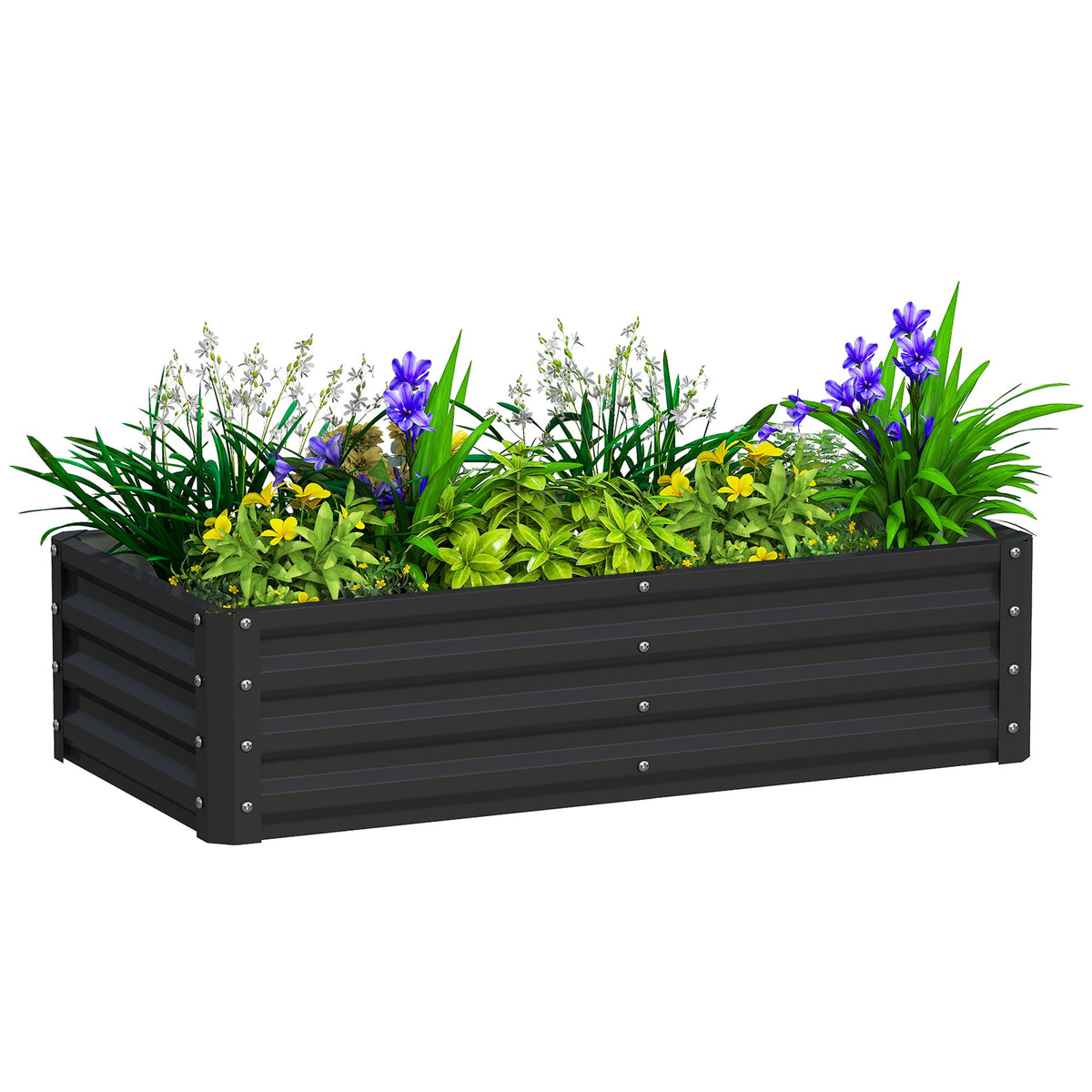 4' x 2' x 1' Galvanized Raised Garden Bed for Vegetables, Black
