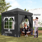 6.6' x 6.6' Pop-Up Canopy Tent with Sidewalls and Carry Bag, Black