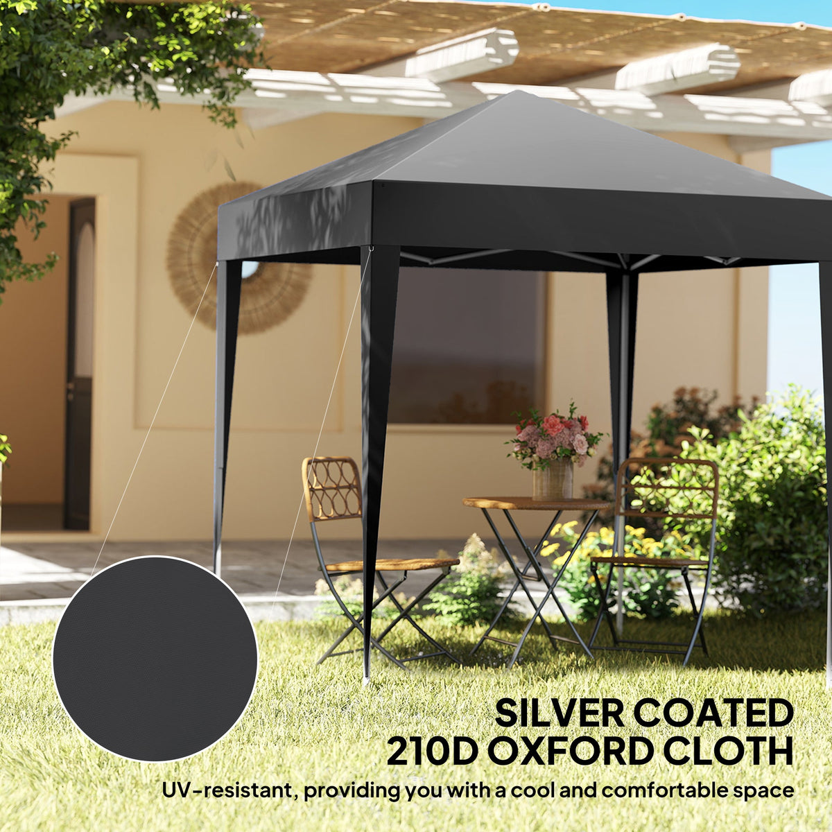 6.6' x 6.6' Pop-Up Canopy Tent with Sidewalls and Carry Bag, Black