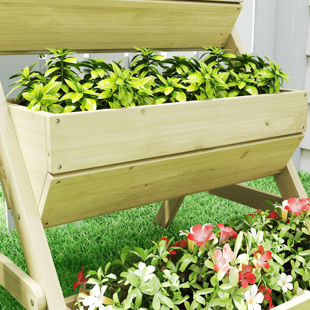 26" x 30" x 30" 3-Tier Wooden Raised Garden Bed, Light Green