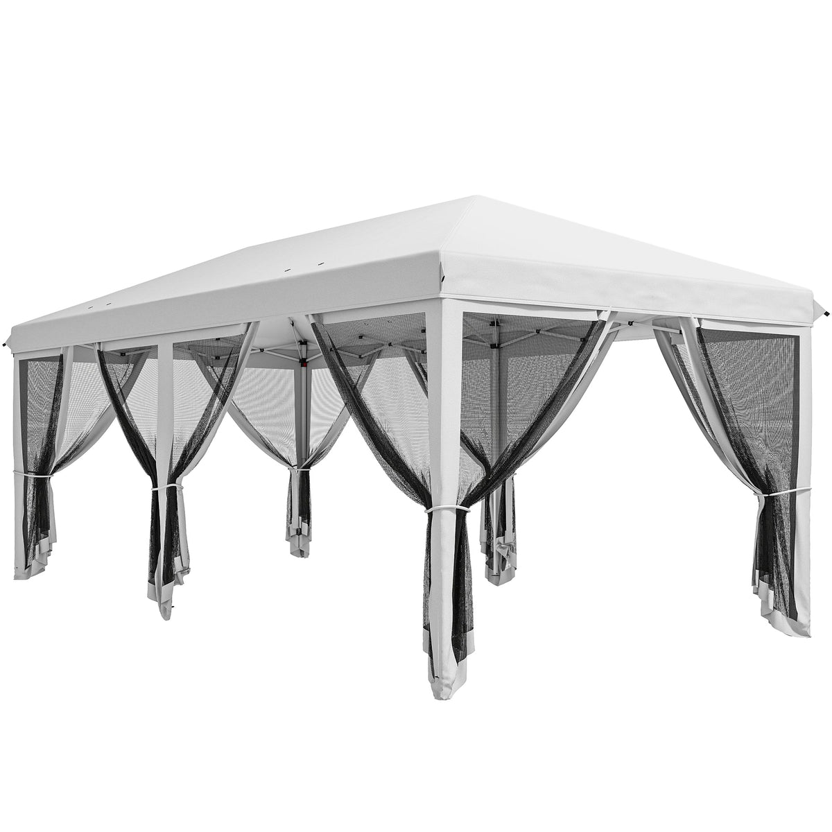 10' x 20' Pop-Up Canopy Tent with Removable Mesh Sidewalls and Carry Bag, White