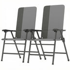 2 Piece Folding Patio Chairs with High Back and Armrests, Light Gray