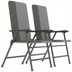 2 Piece Folding Patio Chairs with High Back and Armrests, Light Gray