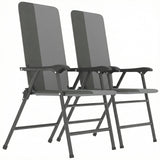 2 Piece Folding Patio Chairs with High Back and Armrests, Light Gray