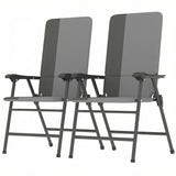 2 Piece Folding Patio Chairs with High Back and Armrests, Light Gray