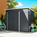 7.5' x 4.3' Metal Outdoor Storage Shed with Lockable Doors, Dark Grey