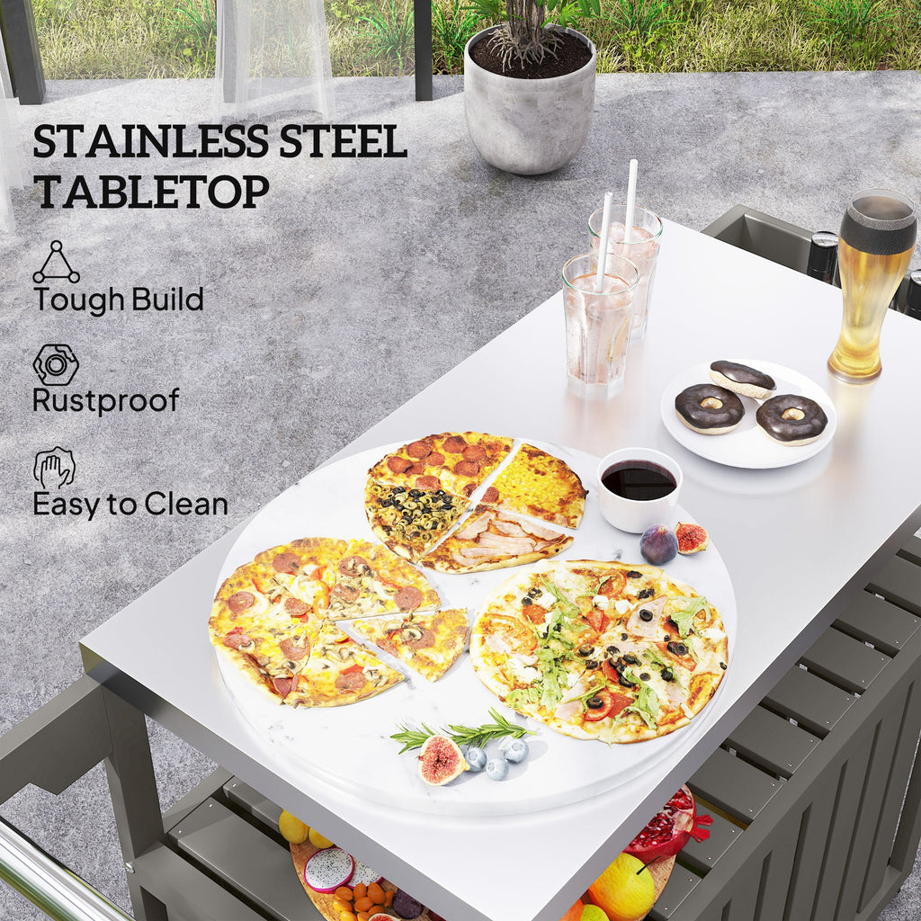 Outdoor Bar Cart with Storage Cabinet, Dark Gray