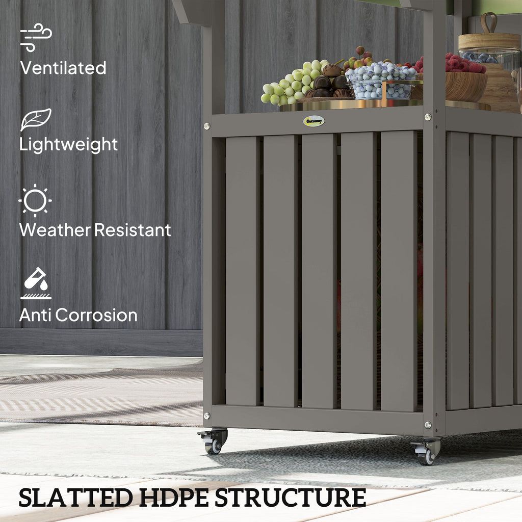 Outdoor Bar Cart with Storage Cabinet, Dark Gray