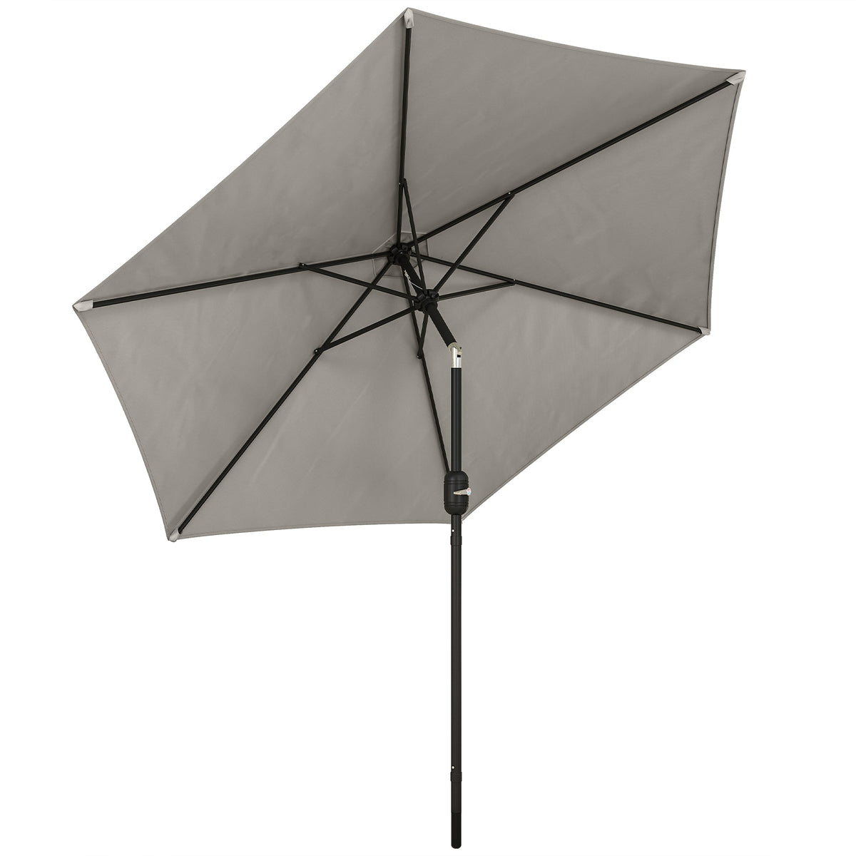 2.6 m Garden Parasol with Tilt, Crank, Vent & Aluminium Pole, Light Grey