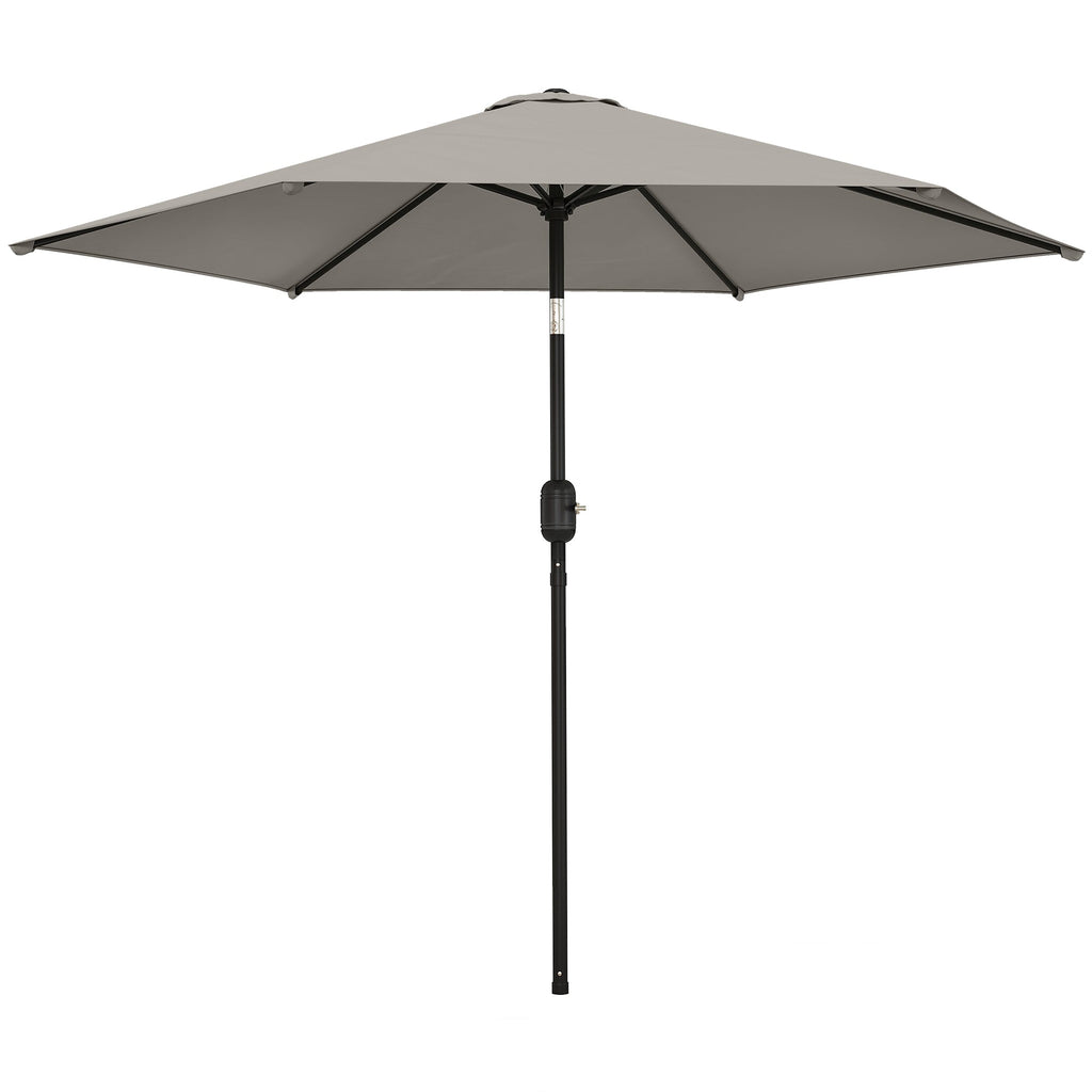 2.6 m Garden Parasol with Tilt, Crank, Vent & Aluminium Pole, Light Grey