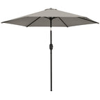 2.6 m Garden Parasol with Tilt, Crank, Vent & Aluminium Pole, Light Grey