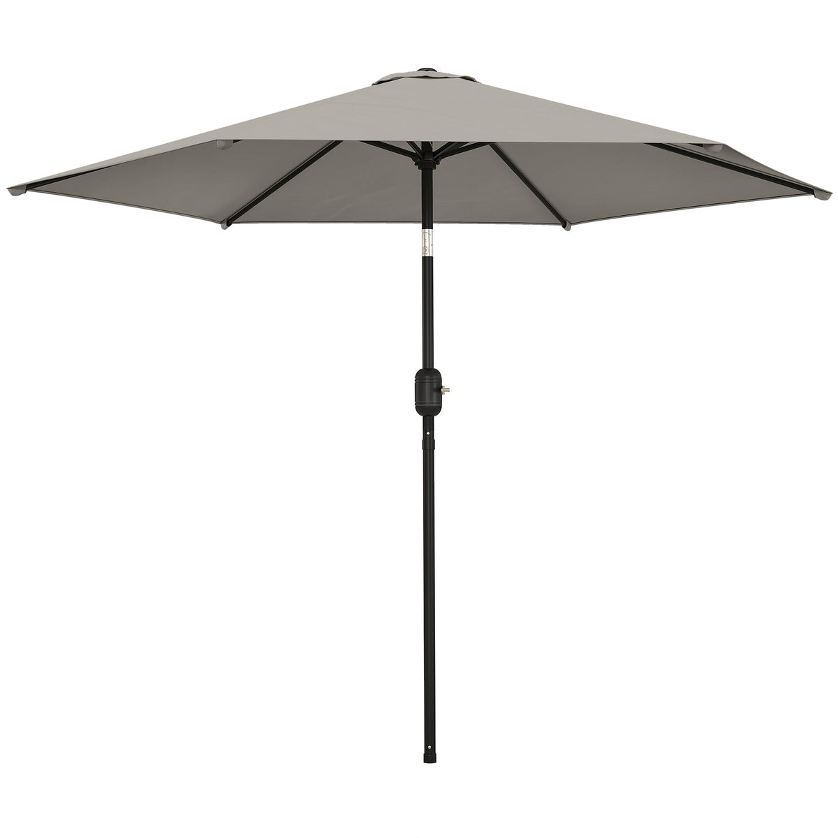 2.6 m Garden Parasol with Tilt, Crank, Vent & Aluminium Pole, Light Grey