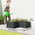3 x 3 x 1ft Vinyl Raised Garden Bed with Open Bottom, Grey Wood Effect