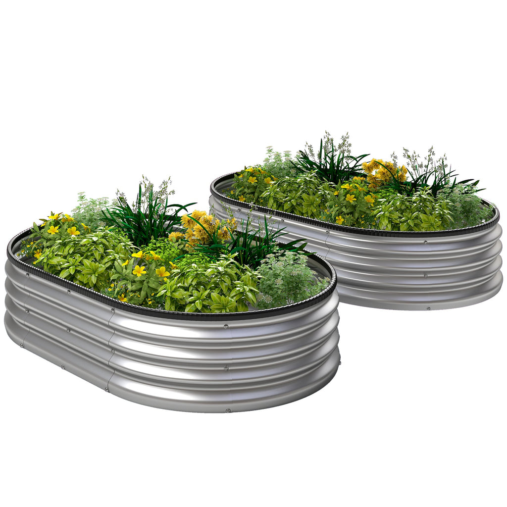 2pcs 5 x 3 x 1 ft Galvanized Raised Garden Beds, Silver