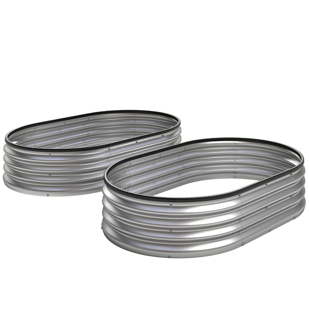 2pcs 5 x 3 x 1 ft Galvanized Raised Garden Beds, Silver