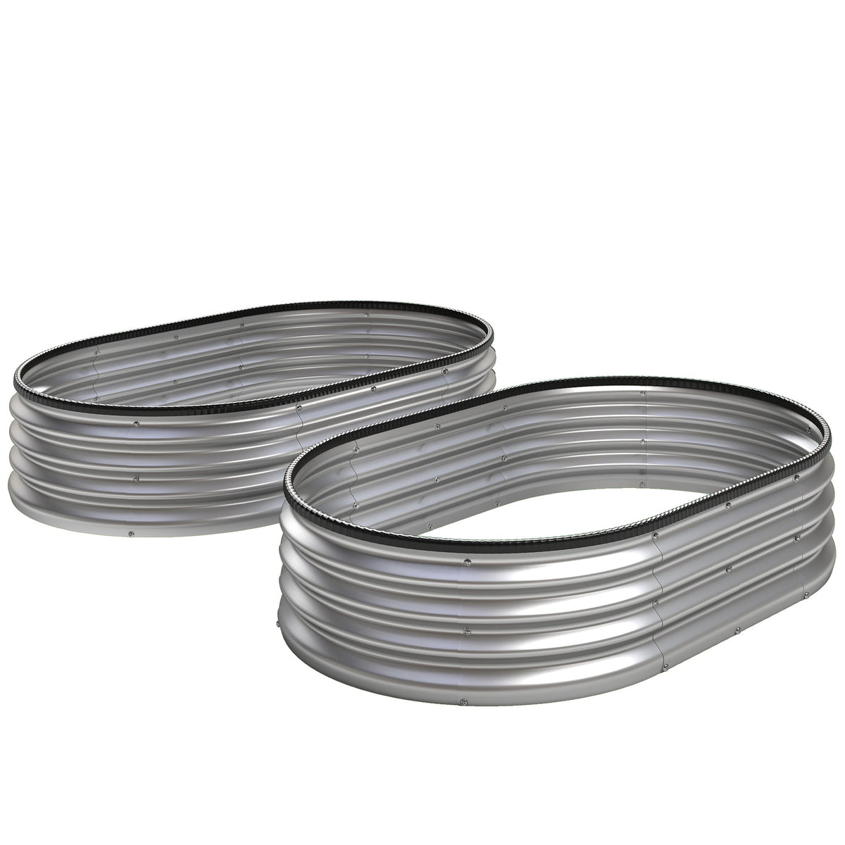 2pcs 5 x 3 x 1 ft Galvanized Raised Garden Beds, Silver