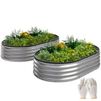 2pcs 5 x 3 x 1 ft Galvanized Raised Garden Beds, Silver