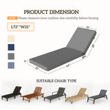 2-Piece Chaise Lounge Cushions, 72" x 21" x 3", Gray