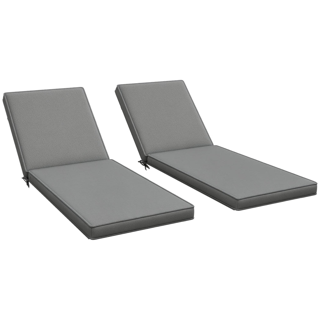 2-Piece Chaise Lounge Cushions, 72" x 21" x 3", Gray