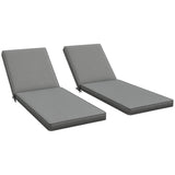 2-Piece Chaise Lounge Cushions, 72" x 21" x 3", Gray