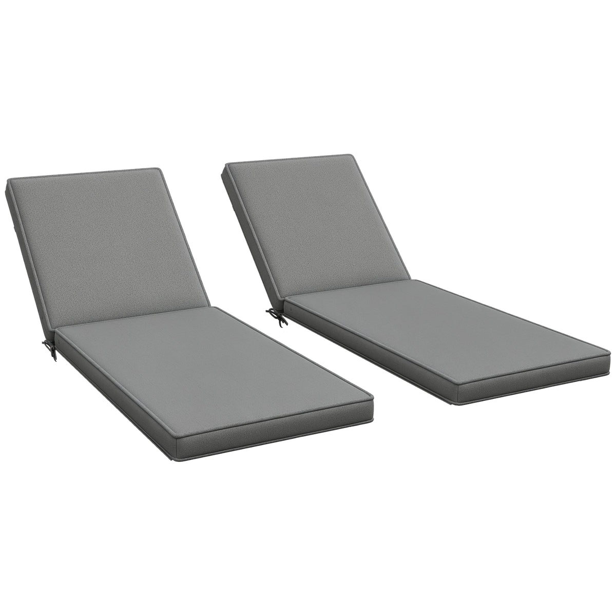 2-Piece Chaise Lounge Cushions, 72" x 21" x 3", Gray