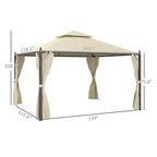 10' x 12' Steel Patio Gazebo with Privacy Curtains